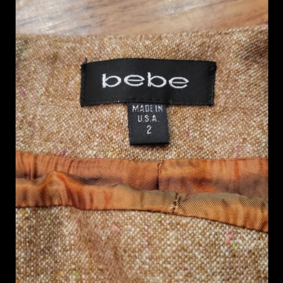 Vintage Bebe Raw Hem Speckled Wool Pencil Skirt - Picture 4 of 6